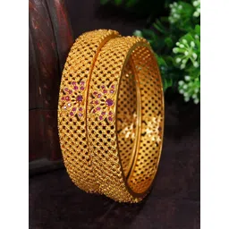 sga fashion SGA FASHIONSet Of 2 Gold-Plated AD-StuddedBangles-picture-16