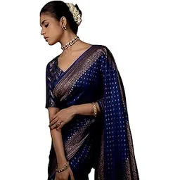sgf11 Women's Kanjivaram Soft Silk Handloom Saree Golden Zari With Blouse Piece-picture-14