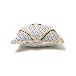 SH Creation and Handlooms 2-Pcs Grey & Beige Self-Designed Pre-FilledCushions-picture-19