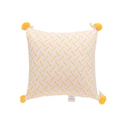 SH Creation and Handlooms 2-Pcs Yellow & White Self- Designed Pre-FilledCushions-picture-13