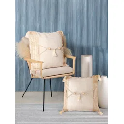 SH Creation and Handlooms Off-White Embellished Pre-FilledCushions image 4