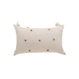 SH Creation and Handlooms White & Brown Embroidered Rectangular Decorative Cushion-picture-20