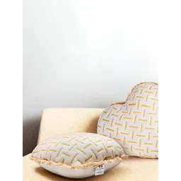 SH Creation and Handlooms White & Yellow Heart-Shaped Decorative Cushion-picture-35