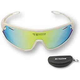 Sh Racing Sports Sunglasses, Polarised Unilens Design, White Frame with yellow blue Mirror Lens, UV Protection, Case Included for under 8 years childrens-picture-18