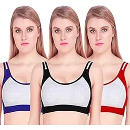 Shabala Fashion | Women's Cotton | Sports Bra | Pack of 3 | Colors as per Availability-picture-50