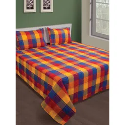 SHADES of LIFE Blue & Magenta Geometric 300 TC Queen Bedsheet with 2 Pillow Covers-picture-26