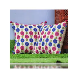 SHADES of LIFE Blue & Pink Set of 2 Floral Square Cushion Covers-picture-33