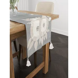 SHADES of LIFE Blue & White Floral Embroidery Pure Cotton Table Runner-picture-30