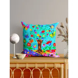 SHADES of LIFE Blue Set of 2 Floral Square Cushion Covers-picture-34