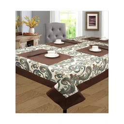 SHADES of LIFE Coffee & Blue Printed Cotton Table Cover-picture-10