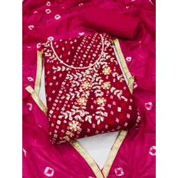 SHADOW & SAINING Bandhani Printed Embellished Unstitched Dress Material-picture-16