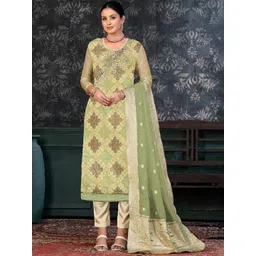 SHADOW & SAINING Embroidered Sequnnied Organza Semi-Stitched Dress Material-picture-16