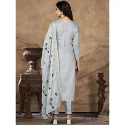 SHADOW & SAINING Embroidered Zari Banarasi Jacquard Semi-Stitched Dress Material image 2