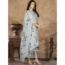 SHADOW & SAINING Embroidered Zari Banarasi Jacquard Semi-Stitched Dress Material image 3