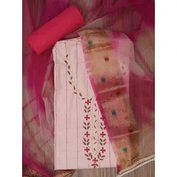 SHADOW & SAINING Floral Beads and Stones Embroidered Unstitched Dress Material-image-7