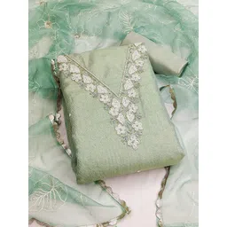 SHADOW & SAINING Floral Embellished Beads And Stones Semi-Stitched Dress Material-image-42