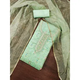 SHADOW & SAINING Floral Embroidered Beads And Stones Organza Unstitched Dress Material-image-29