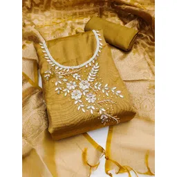 SHADOW & SAINING Floral Embroidered Beads And Stones Unstitched Dress Material-image-5