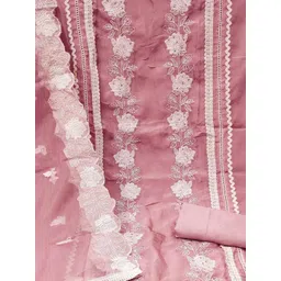 SHADOW & SAINING Floral Embroidered Sequinned Organza Unstitched Dress Material image 3