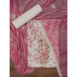 SHADOW & SAINING Floral Printed Beads and Stones Organza Unstitched Dress Material-image-16