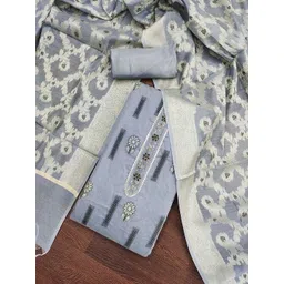 SHADOW & SAINING Floral Woven Design Beads And Stones Unstitched Dress Material-image-23