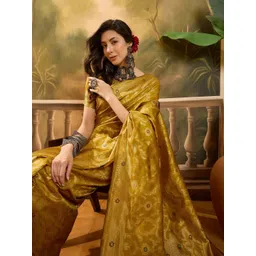 SHADOW & SAINING Floral Woven Design Zari Banarasi Jacquard Saree-picture-23