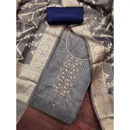 SHADOW & SAINING Floral Woven Design Zari Organza Unstitched Dress Material-picture-16