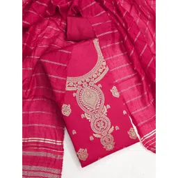 SHADOW & SAINING Floral Woven Design Zari Unstitched Dress Material-picture-19