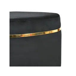 Shadowkart Black & Gold-Toned Wooden Cylindrical Ottoman image 3