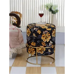 Shadowkart Black & Gold Toned Wooden Pouffes Sitting Mudda Ottomans-image-6