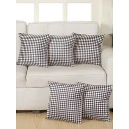Shadowkart Black & White 5 Pieces Printed Square Cushion Covers-image-26