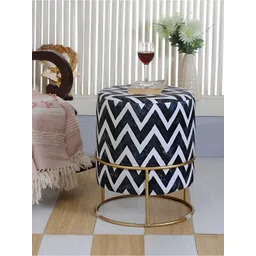 Shadowkart Black & White Geometric Wooden Pouffes Sitting Mudda Ottomans-image-28