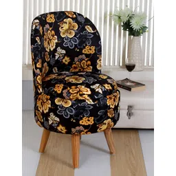 Shadowkart Black & Yellow Printed Wooden Pouffe Ottoman-image-25