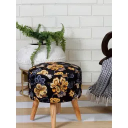 Shadowkart Black Lily Wood Printed Ottoman-image-46