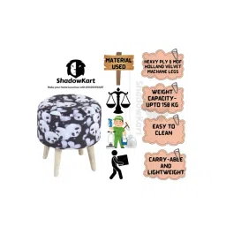 Shadowkart Black Panda Wood Printed Ottoman-image-3