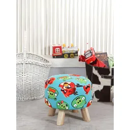 Shadowkart Blue And Green Wooden Mudda Pouffe Ottoman-image-5