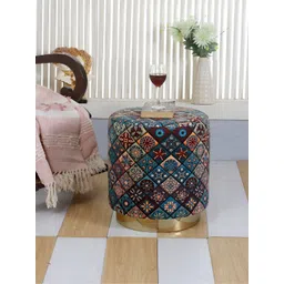 Shadowkart Blue & Maroon Checked Pouffes Sitting Mudda Puffies Stool Ottoman-picture-28