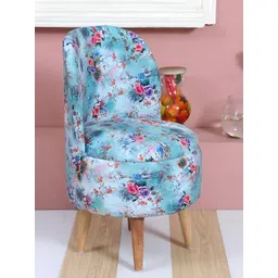 Shadowkart Blue & Red Floral Printed Wooden Round Shaped Ottomans-picture-18