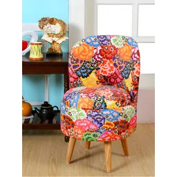 Shadowkart Blue & Red Printed Round Wooden Pouffes Ottoman-image-19