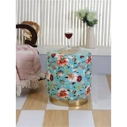 Shadowkart Blue & White Printed Cylindrical Wooden Ottoman-picture-16
