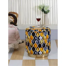 Shadowkart Blue & Yellow Velvet Pouffe Sitting Ottomans-picture-27