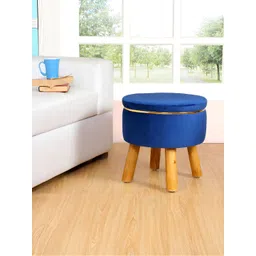 Shadowkart Blue Quilted Wooden Ottomans-picture-17