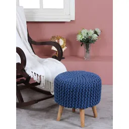 Shadowkart Blue Round Pouffes Ottomans Stool-image-34
