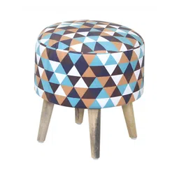 Shadowkart Blue Wooden Mudda Pouffe Ottoman-image-25