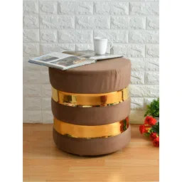 Shadowkart Brown & Gold Toned Pouffes Sitting Mudda Puffies Ottoman image 1