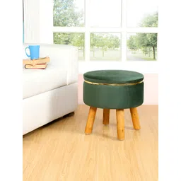 Shadowkart Green1 Solid Wooden & Velvet Stool Ottoman-picture-39