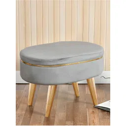 Shadowkart Grey & Brown Wooden & Velvet Freeform Pouffes Ottoman-picture-39