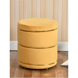 Shadowkart Orange Wooden Cylindrical Ottoman-picture-18