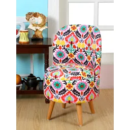 Shadowkart Pink & Green Floral Printed Wooden Cylindrical Shaped Ottomans-picture-20