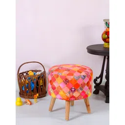 Shadowkart Pink Printed Wooden Ottomans-picture-39